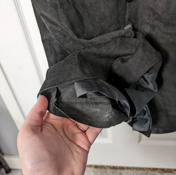 Vintage 80s Wilson's Genuine Leather Button Detail Low Back Midi Dress Size M - Picture 9 of 10